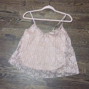 Haute Monde pink lace cropped tank size large